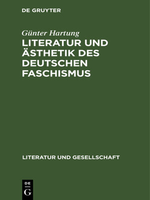 cover image of Literatur und Ästhetik des deutschen Faschismus